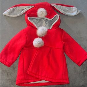 Adorable Red Toddler Coat with Bunny Ears